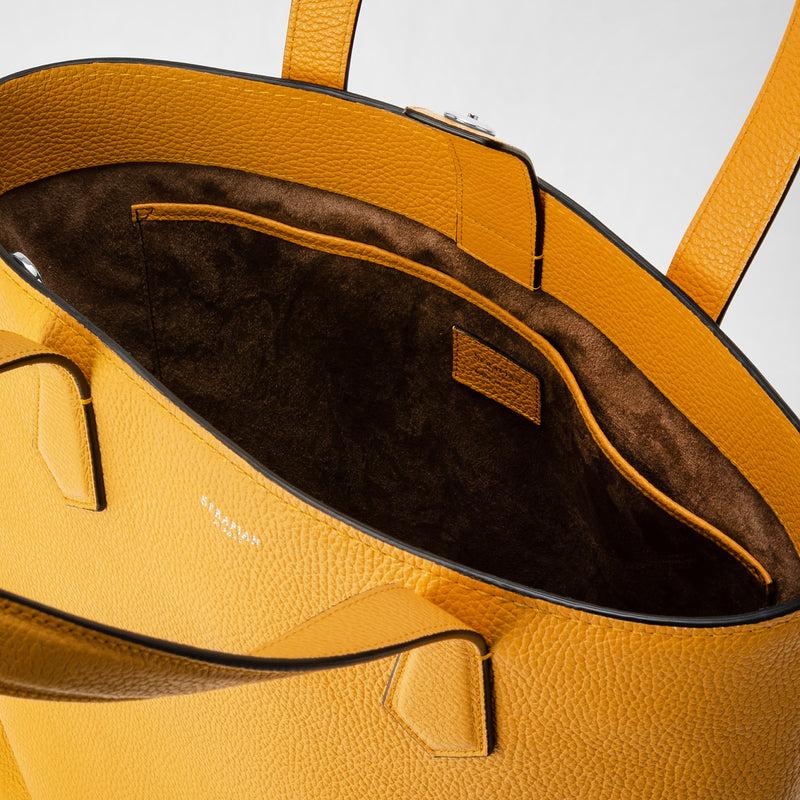 Serapian Day tote bag in cachemire leather ochre Pezzi Unici