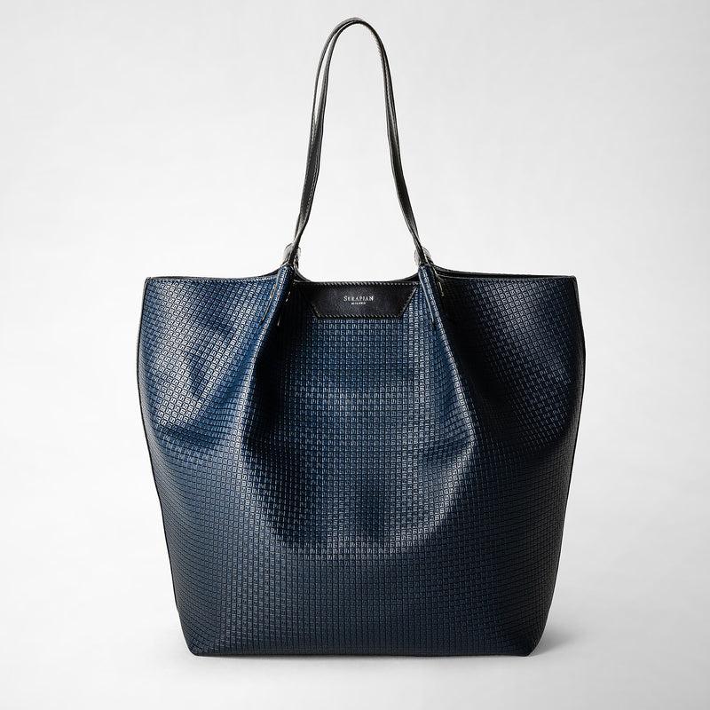 Serapian Vertical secret tote bag stepan blu oceano-nero Qualità Garantita