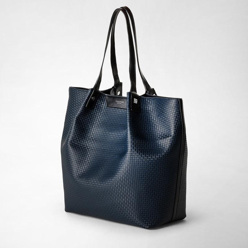 Serapian Vertical secret tote bag stepan blu oceano-nero Qualità Garantita