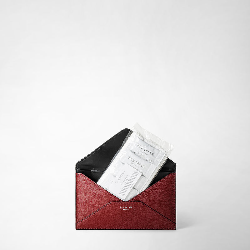 Serapian Pouch in pelle rugiada burgundy Consegna Veloce