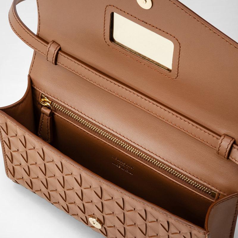 Serapian Clutch with shoulder strap in mosaico tan Shopping Online