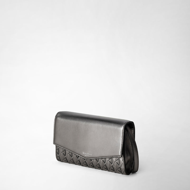 Serapian Clutch with shoulder strap in mosaico ruthenium Affare Del Giorno