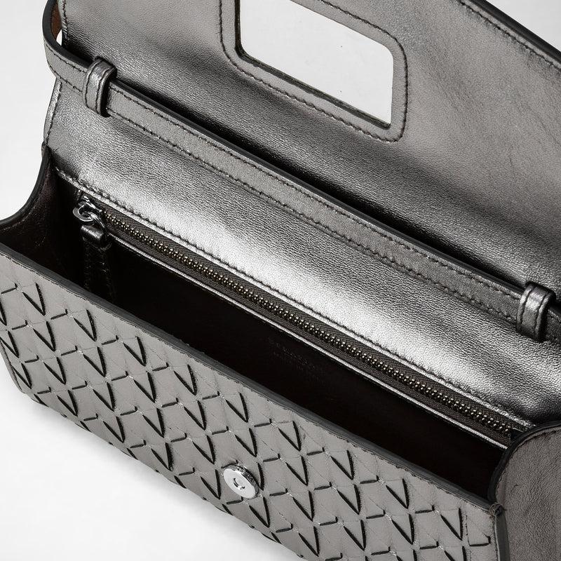 Serapian Clutch with shoulder strap in mosaico ruthenium Affare Del Giorno