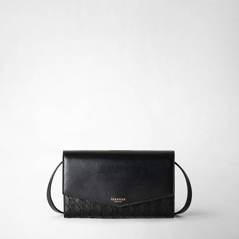 Serapian Clutch con tracolla in mosaico nero Novità