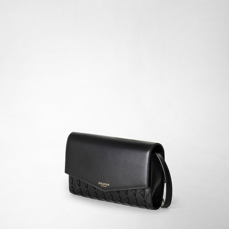 Serapian Clutch con tracolla in mosaico nero Novità