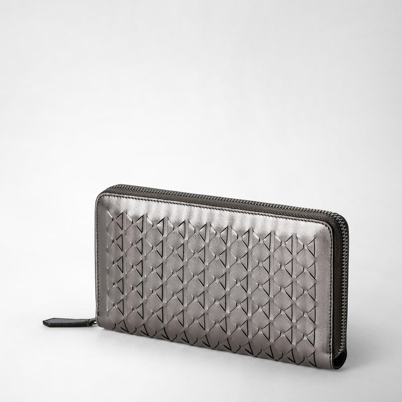 Serapian Zip-around wallet in mosaico ruthenium Nuovo