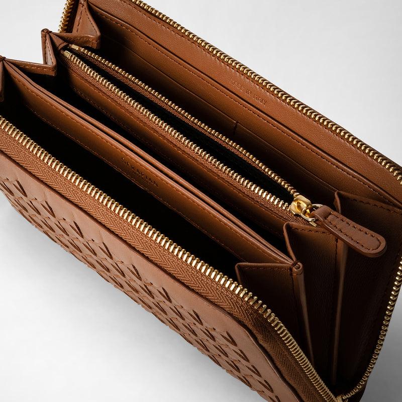 Serapian Zip-around wallet in mosaico tan Vendita