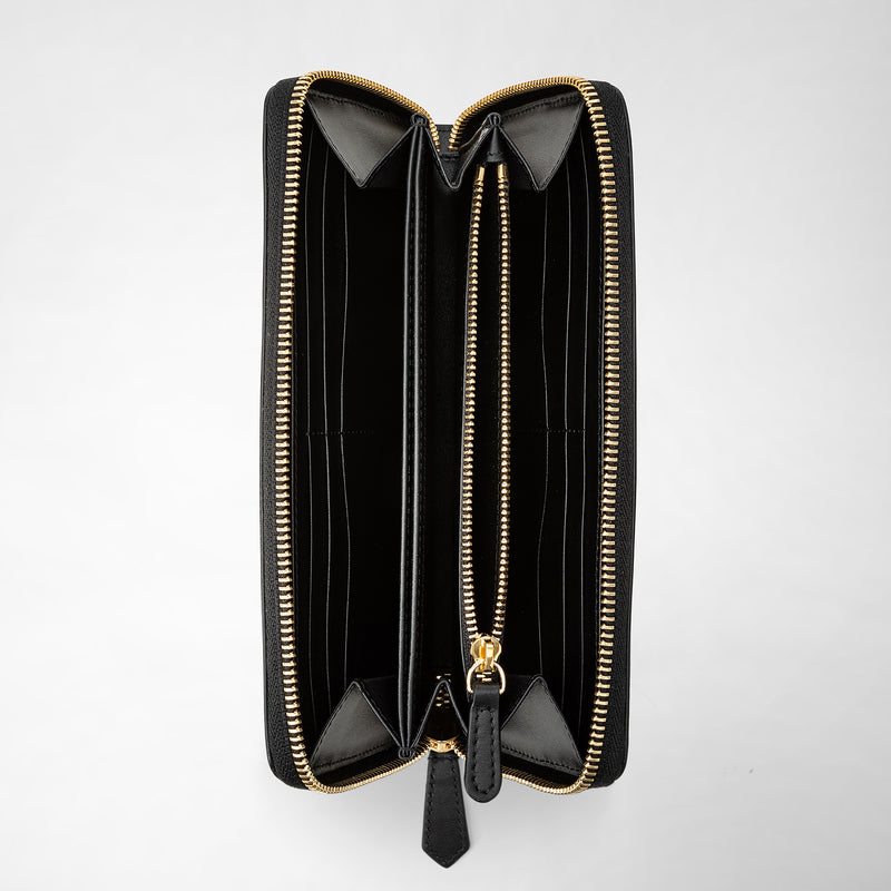 Serapian Portafoglio con zip in mosaico nero-panna Promozione