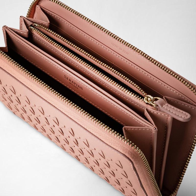 Serapian Portafoglio con zip in mosaico blush Spedizione Gratuita
