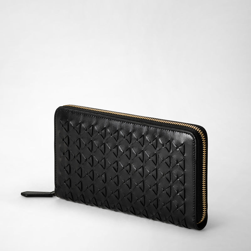 Serapian Portafoglio con zip in mosaico nero Pezzi Unici