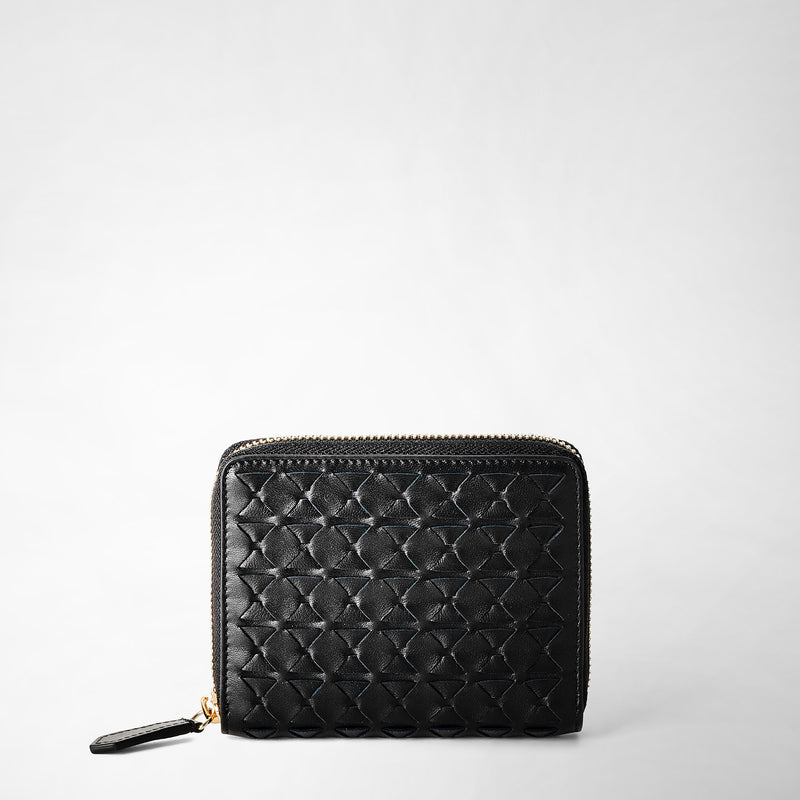 Serapian Portafoglio mini con zip in mosaico nero