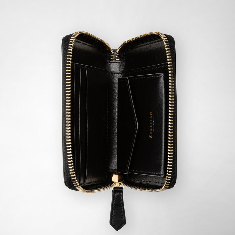 Serapian Portafoglio mini con zip in mosaico nero Economico