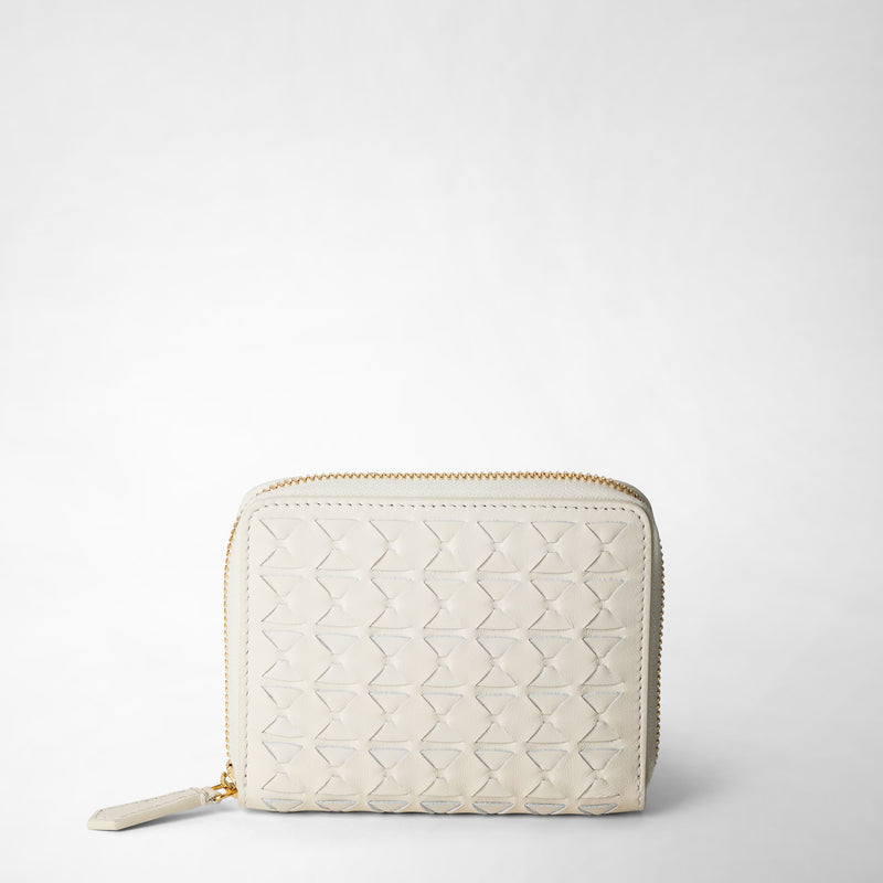 Serapian Portafoglio mini con zip in mosaico panna