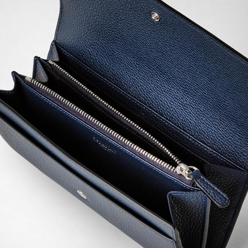 Serapian Portafoglio continental in pelle rugiada blu navy Offerte