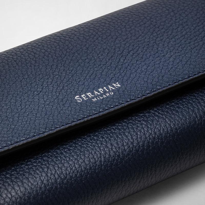 Serapian Portafoglio continental in pelle rugiada blu navy Offerte