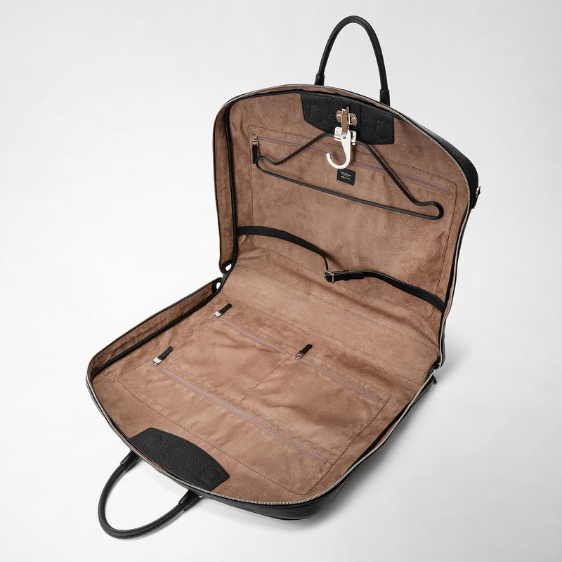 Serapian Porta abiti in pelle cachemire nero Saldi Di Fabbrica