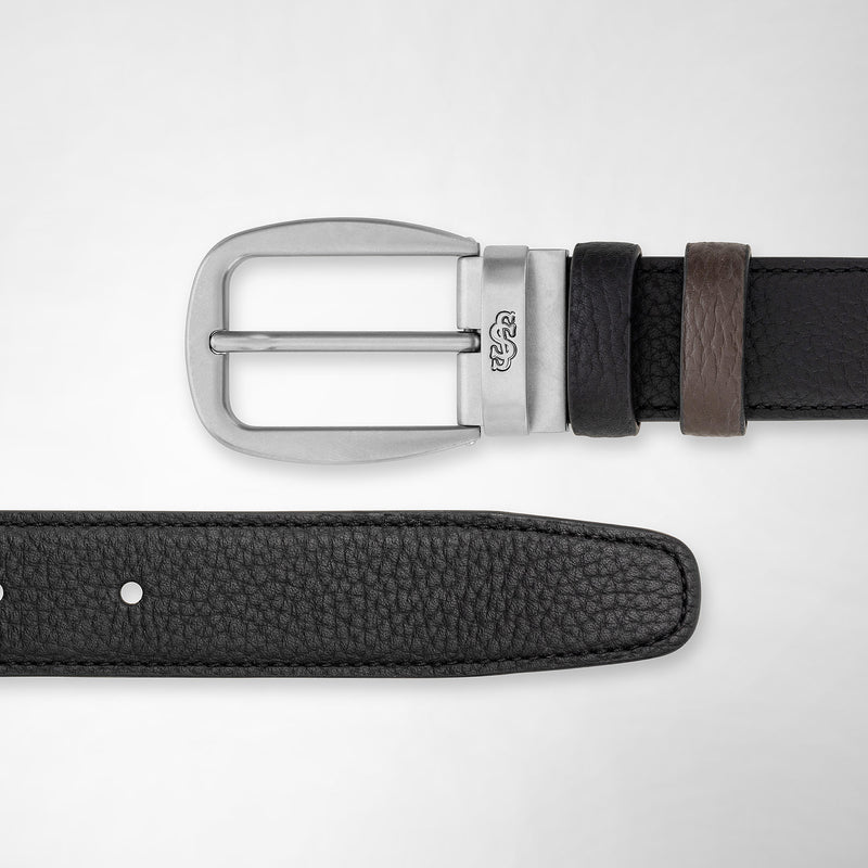 Serapian Cintura reversibile in pelle cachemire nero-espresso Vendite Flash