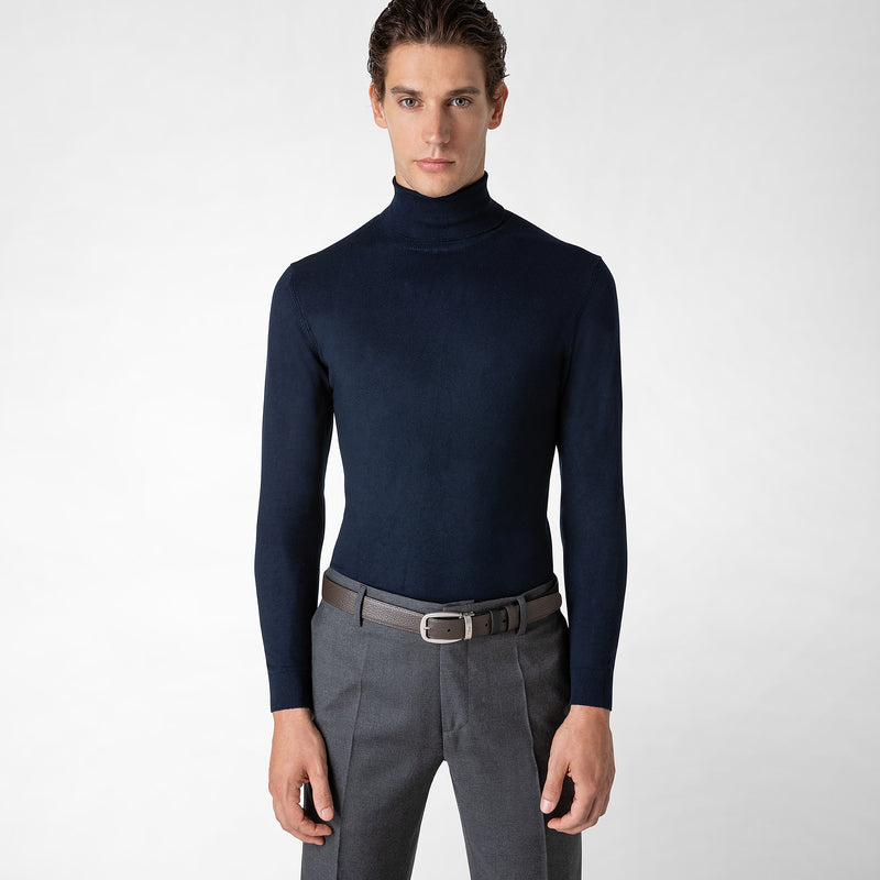 Serapian Cintura reversibile in pelle cachemire nero-espresso Vendite Flash