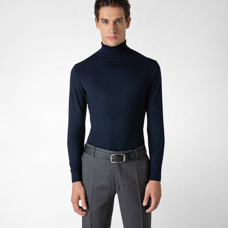 Serapian Cintura reversibile in pelle evoluzione nero-blu In Saldo