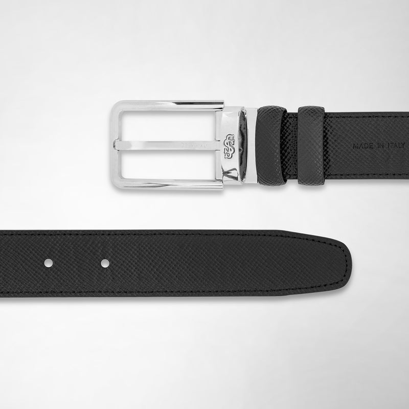 Serapian Reversible belt in evoluzione leather black navy blue Nuova
