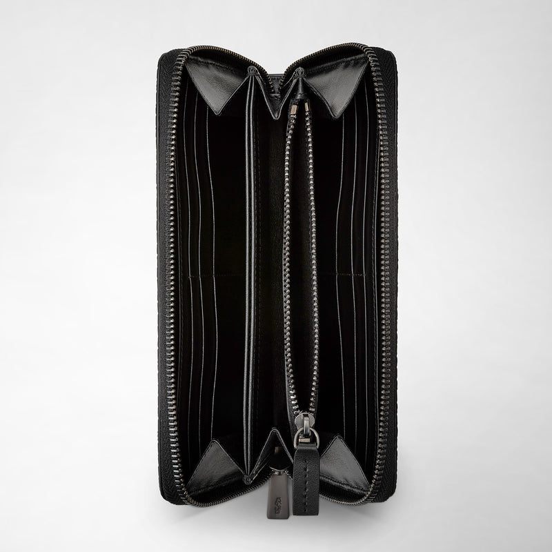 Serapian Portafoglio con zip in stepan nero-nero eclissi Moda