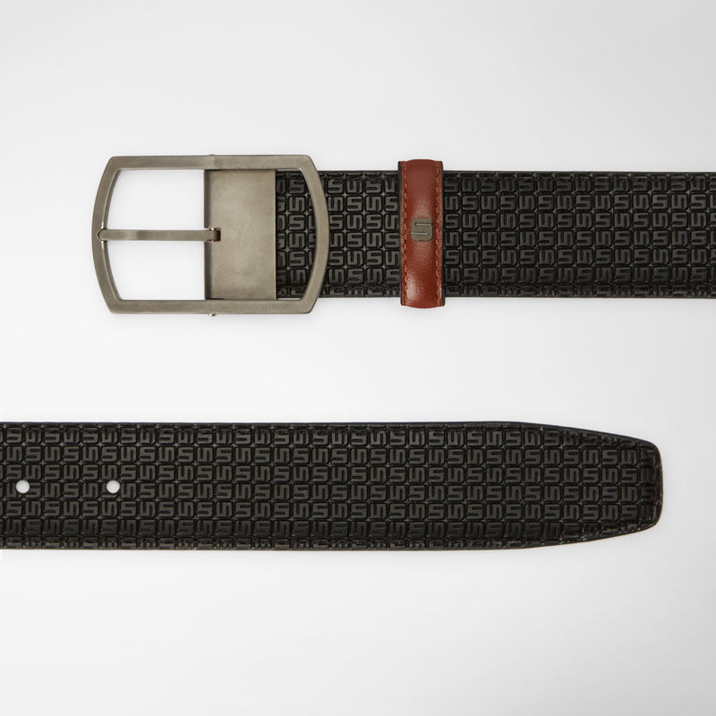 Serapian Cintura reversibile in stepan 72 nero-cuoio Italy