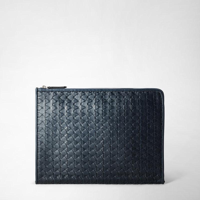 Serapian Compact document folio in mosaico navy blue Italia