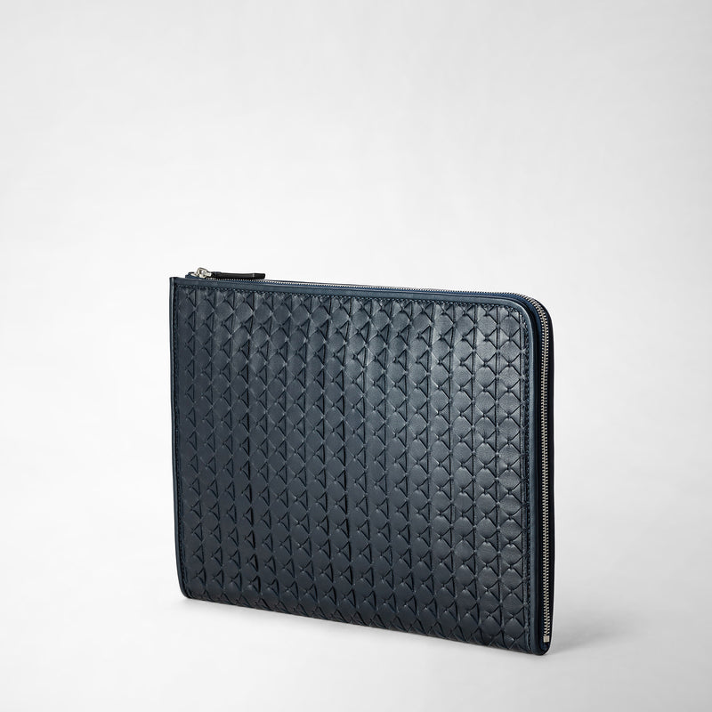 Serapian Compact document folio in mosaico navy blue Italia