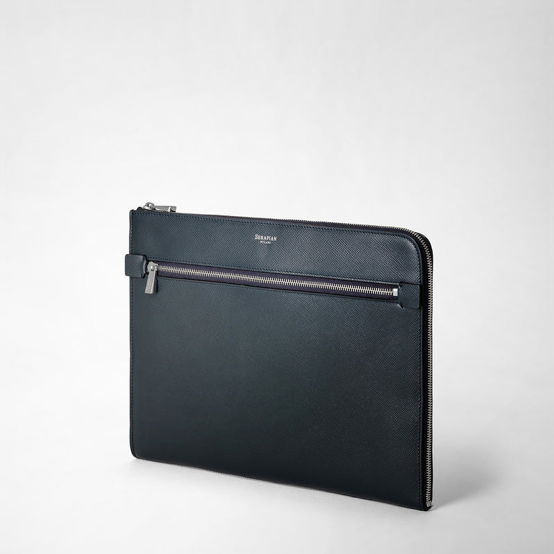 Serapian Portadocumenti in pelle evoluzione blu navy Nuovo