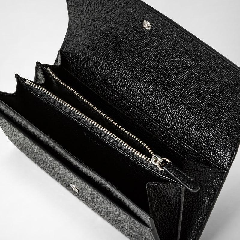 Serapian Portafoglio continental in pelle rugiada nero Promozione