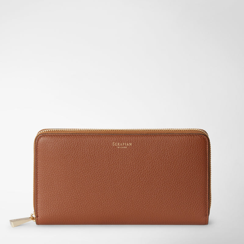 Serapian Portafoglio con zip in pelle rugiada cuoio