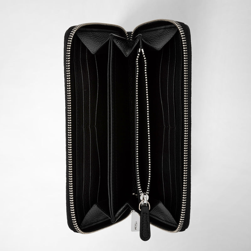 Serapian Portafoglio con zip in pelle rugiada nero Qualità Garantita