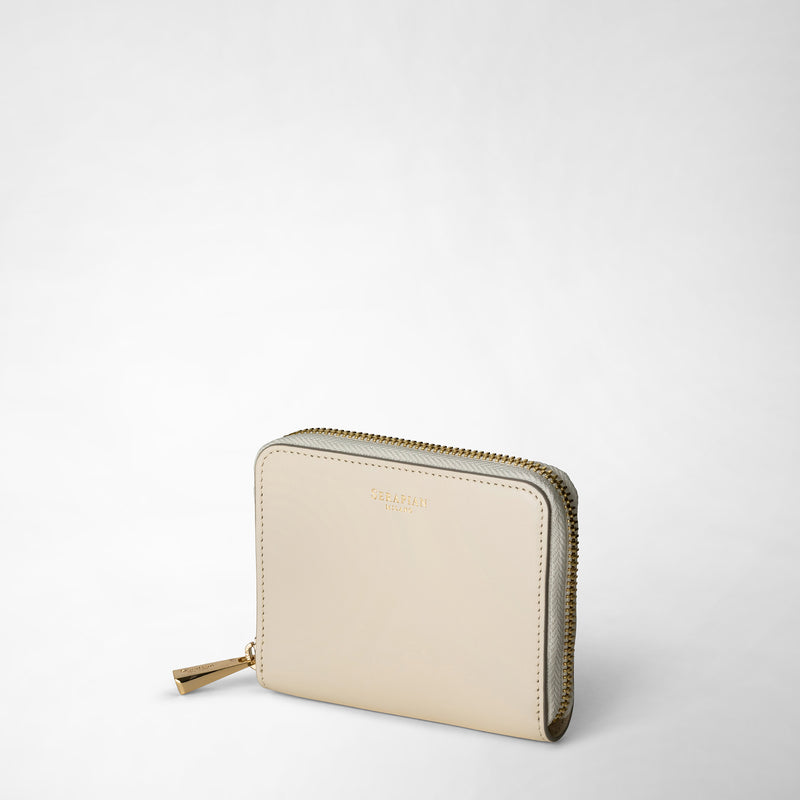 Serapian Small zip-around wallet in seta leather cream Shopping Online