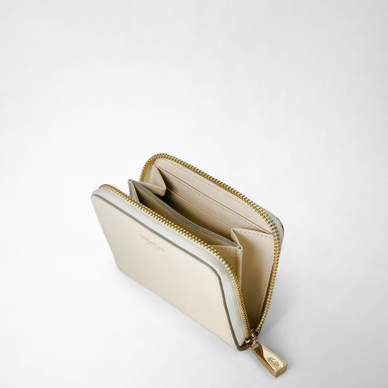 Serapian Small zip-around wallet in seta leather cream Shopping Online