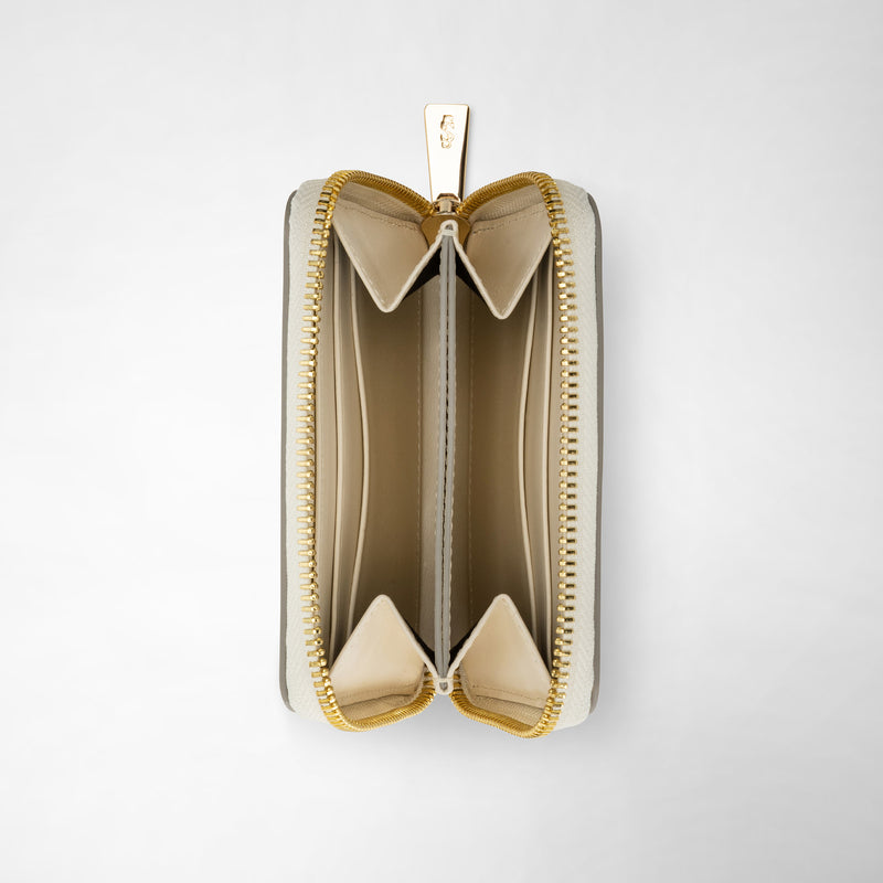 Serapian Small zip-around wallet in seta leather cream Shopping Online
