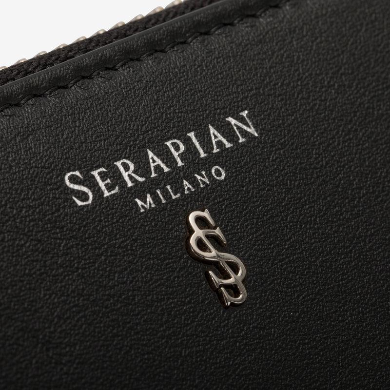 Serapian Small zip-around wallet in seta leather black Affare Del Giorno