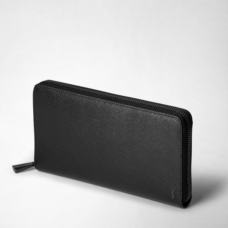 Serapian Zip-around wallet in evoluzione leather eclipse black Presa