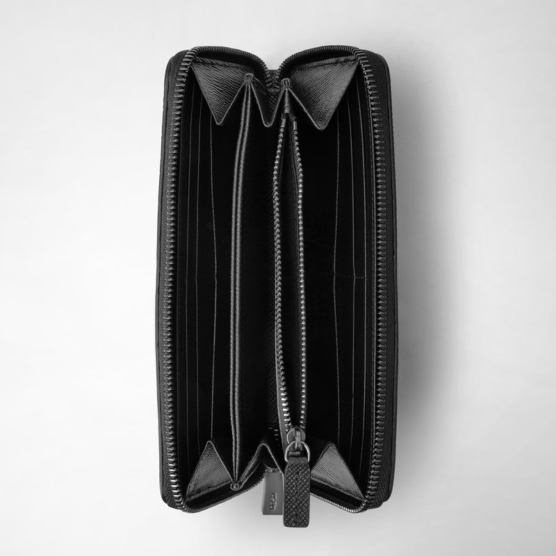 Serapian Zip-around wallet in evoluzione leather eclipse black Presa