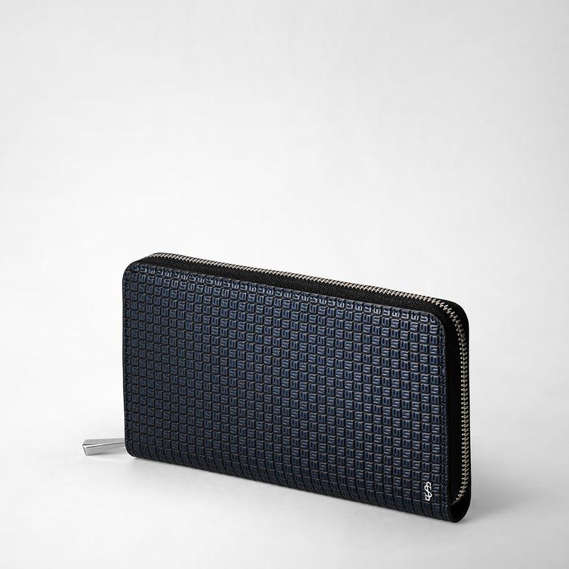 Serapian Portafoglio con zip in stepan blu oceano-nero In Vendita