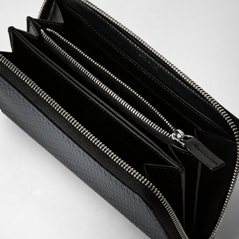 Serapian Portafoglio con zip in stepan blu oceano-nero In Vendita