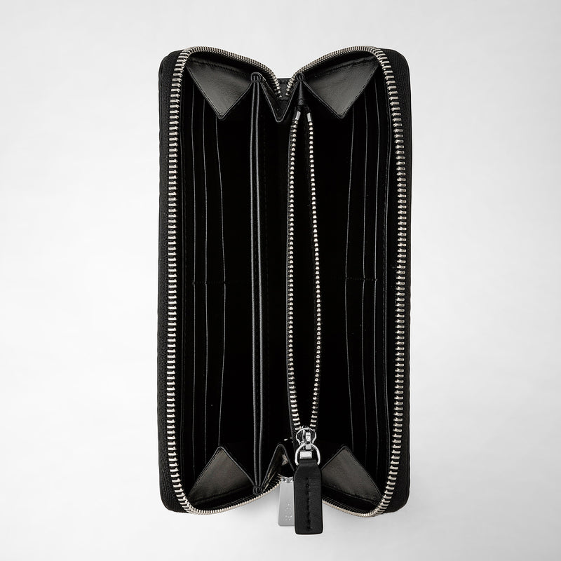 Serapian Portafoglio con zip in stepan blu oceano-nero In Vendita