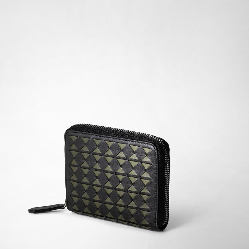 Serapian Mini zip wallet in mosaico eclipse black moss green Offerte