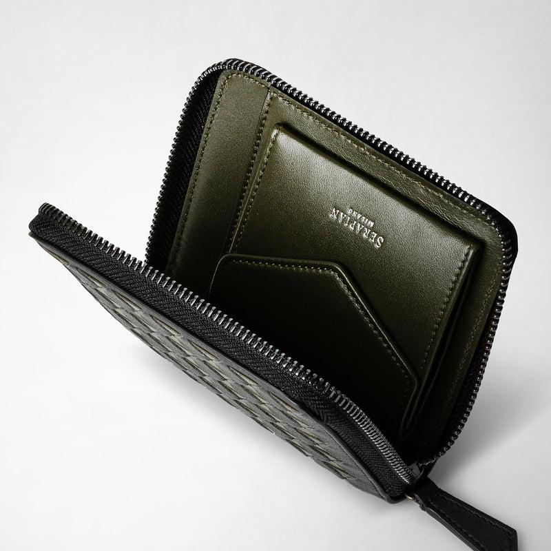 Serapian Mini zip wallet in mosaico eclipse black moss green Offerte