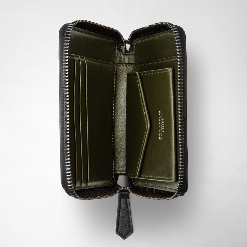 Serapian Mini zip wallet in mosaico eclipse black moss green Offerte