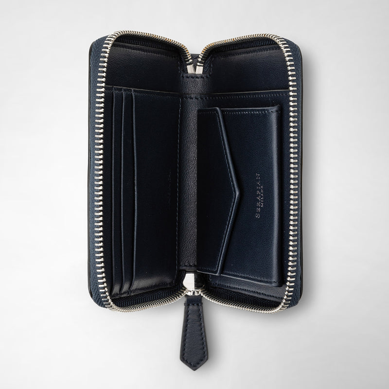 Serapian Mini zip wallet in mosaico navy blue Hotsell