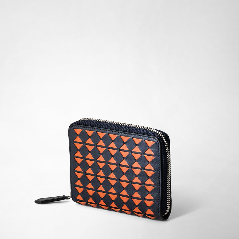 Serapian Mini zip wallet in mosaico navy blue orange Vendita Economica