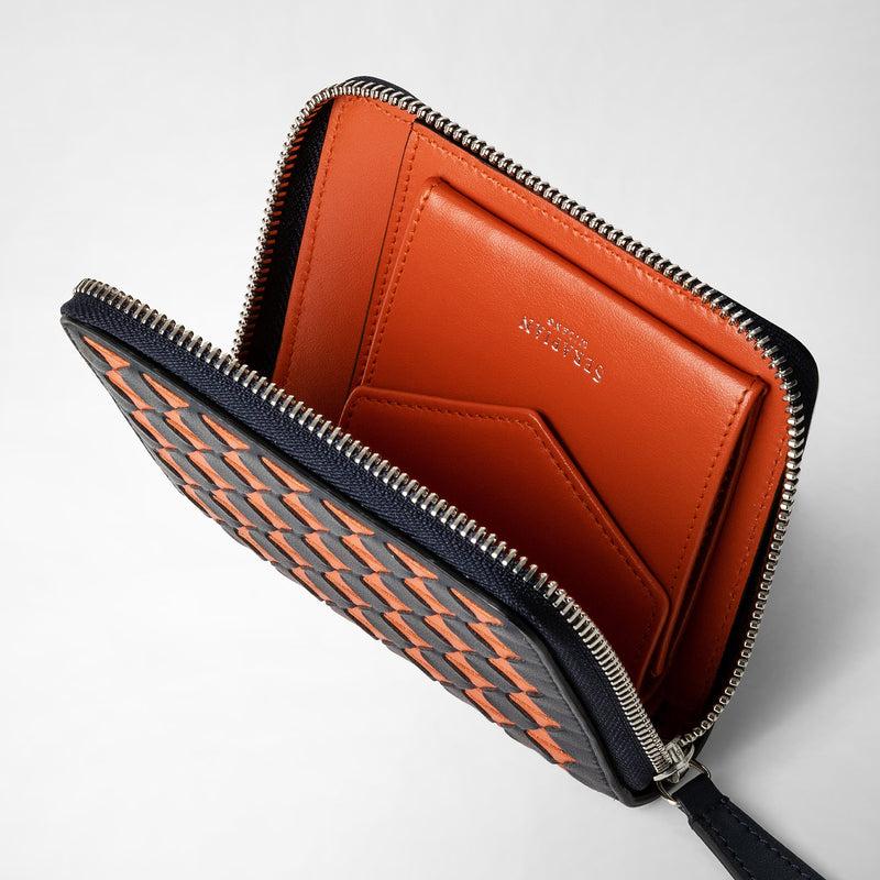 Serapian Mini zip wallet in mosaico navy blue orange Vendita Economica