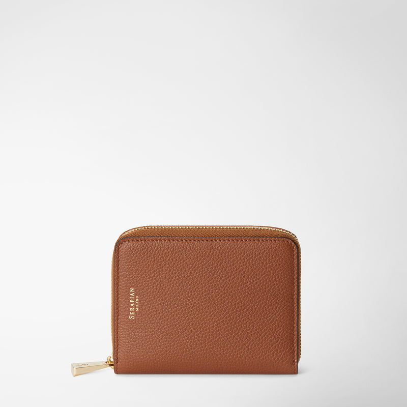 Serapian Portafoglio mini con zip in pelle rugiada cuoio