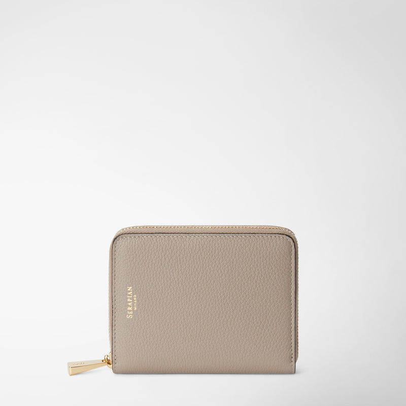 Serapian Portafoglio mini con zip in pelle rugiada sahara