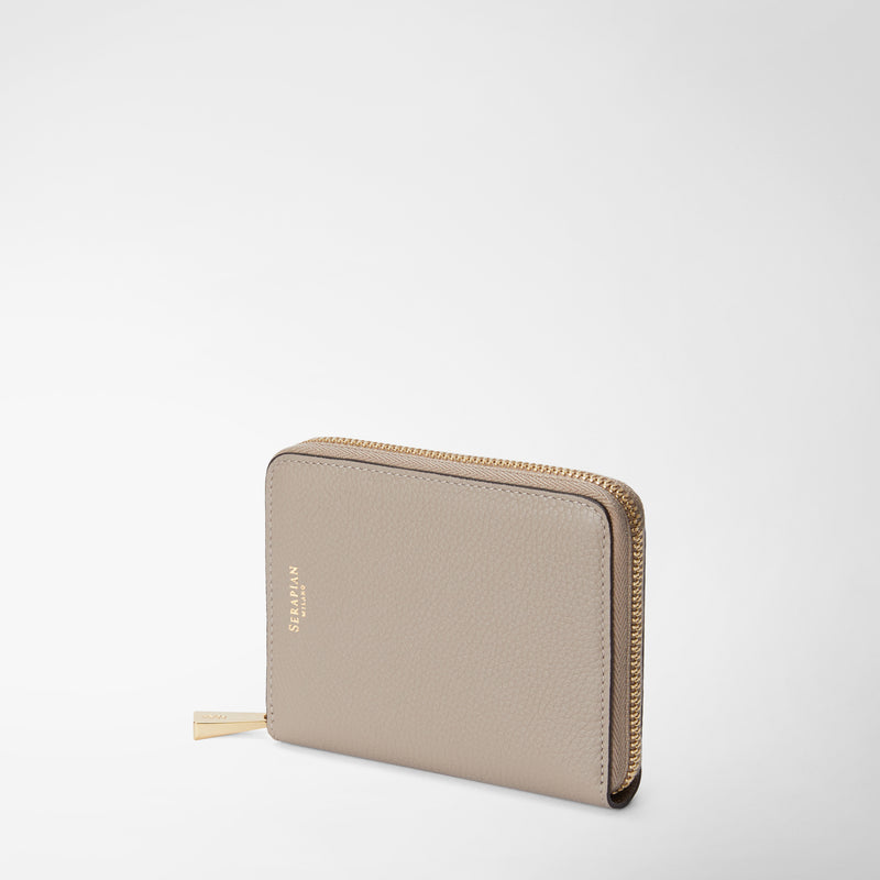 Serapian Portafoglio mini con zip in pelle rugiada sahara Moda